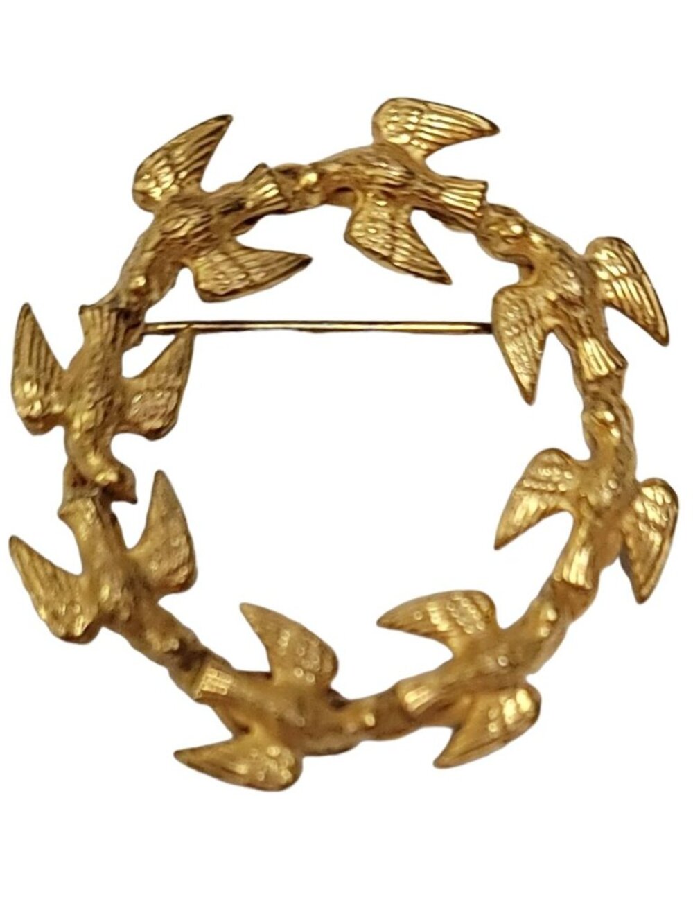 MMA Metropolitan Museum Of Art 1994 Dove Bird In Flight Round Wreath Brooch